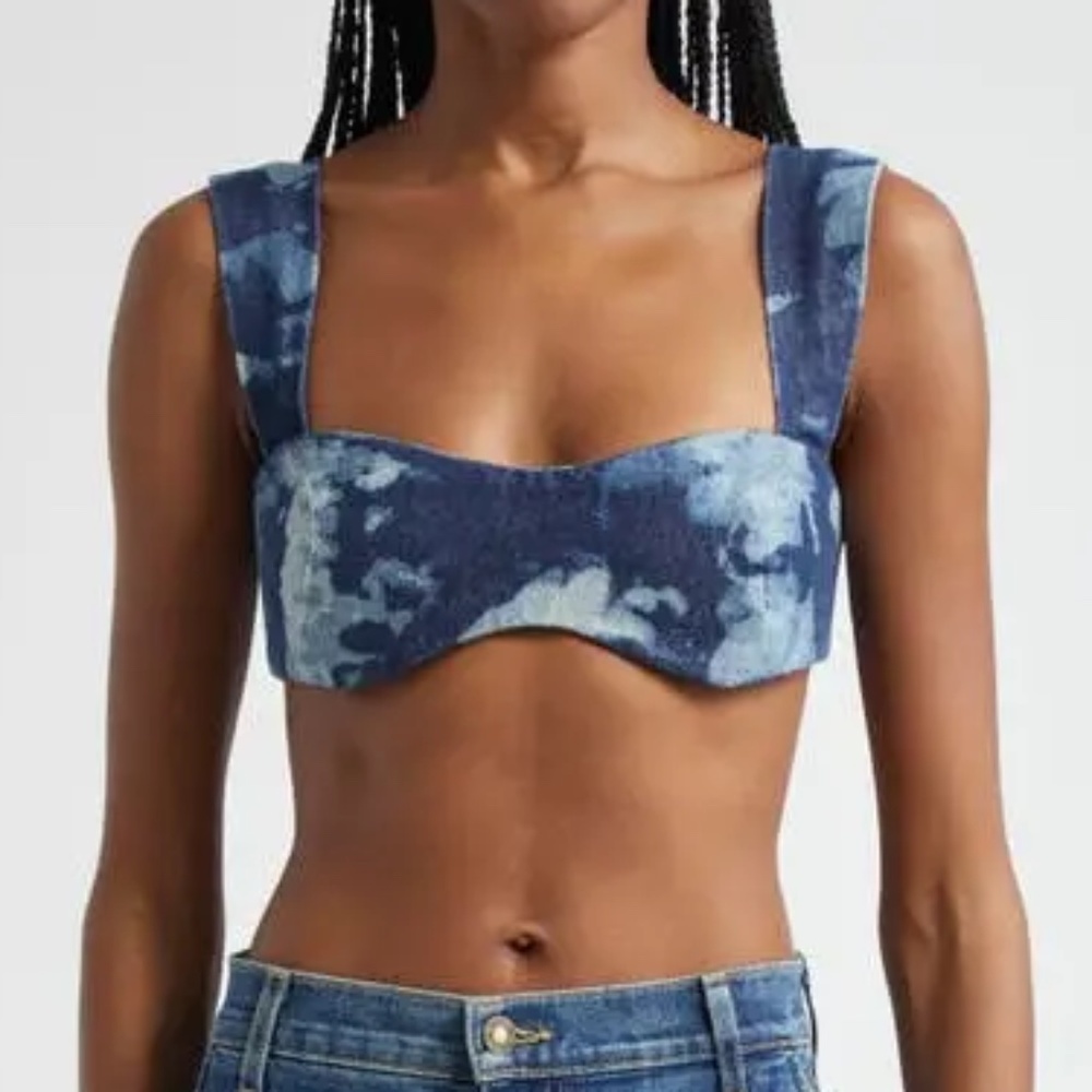 Orire Bubi Denim Crop Top In Blue - size 12 - NEW